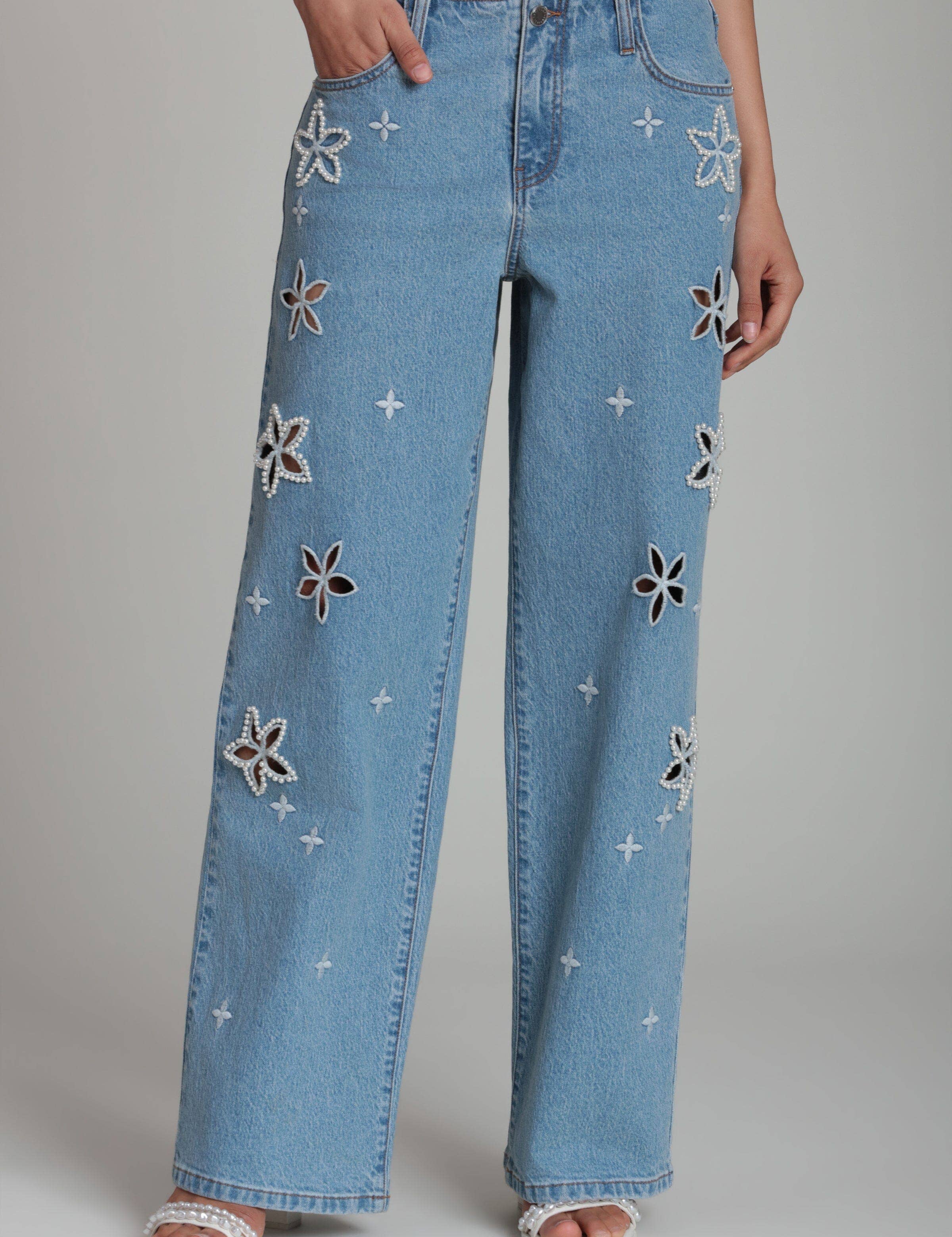 Pearl Fleur Embellished Jean