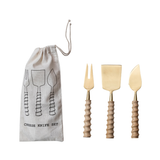 Cheese Knives with Carved Handles