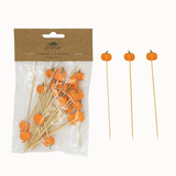Bamboo Single Use Picks w/ Pumpkin Shaped Handles