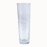Hand-Blown Drinking Glass with Etched Botanicals