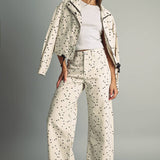 Polka Dot Patterned Barrel Pant