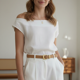 Suede Belt with Curved Gold Buckle