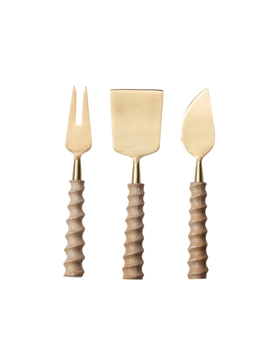 Cheese Knives with Carved Handles