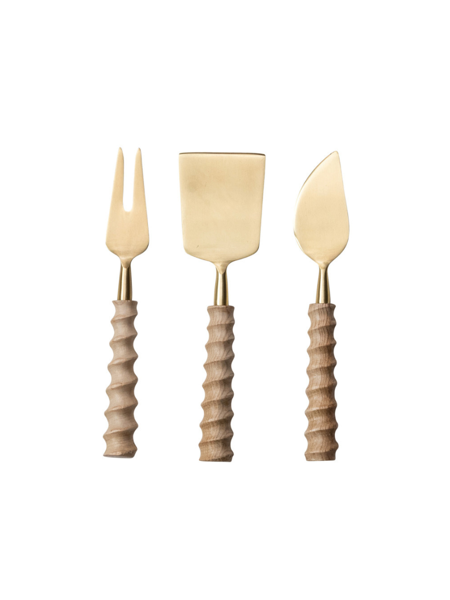 Cheese Knives with Carved Handles
