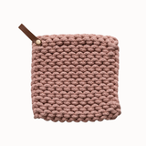 Cotton Crocheted Pot Holder w/ Leather Loop