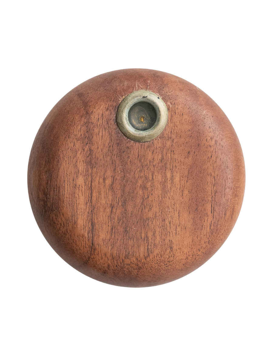 Mango Wood & Metal Taper Holder
