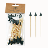 Bamboo Single Use Skewers with Tree Shaped Handles, Set of 50