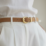 Suede Belt with Curved Gold Buckle
