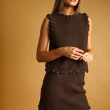 Braid Detailed Knit Mini Skirt