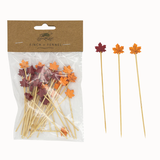 Bamboo Single Use Picks w/ Leaf Shaped Handles