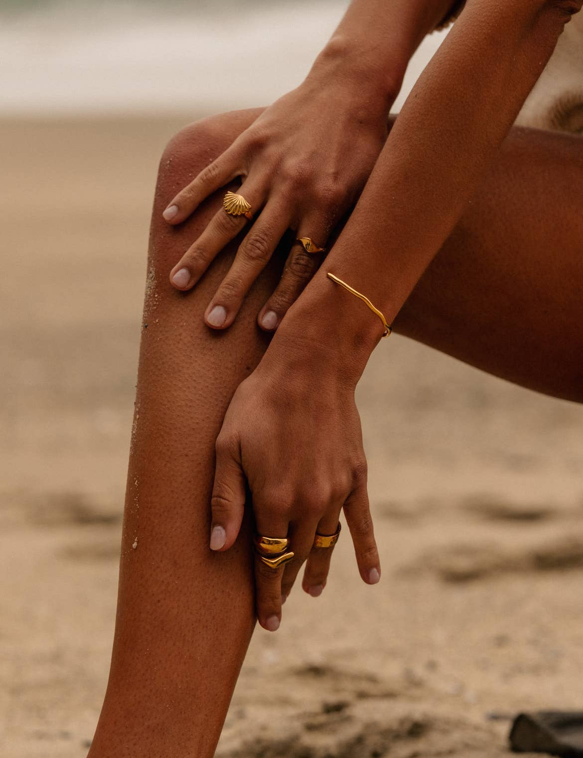 Calista Cuff Bracelet | Gold Slim Wavy Open Cuff
