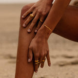 Calista Cuff Bracelet | Gold Slim Wavy Open Cuff