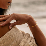Calista Cuff Bracelet | Gold Slim Wavy Open Cuff