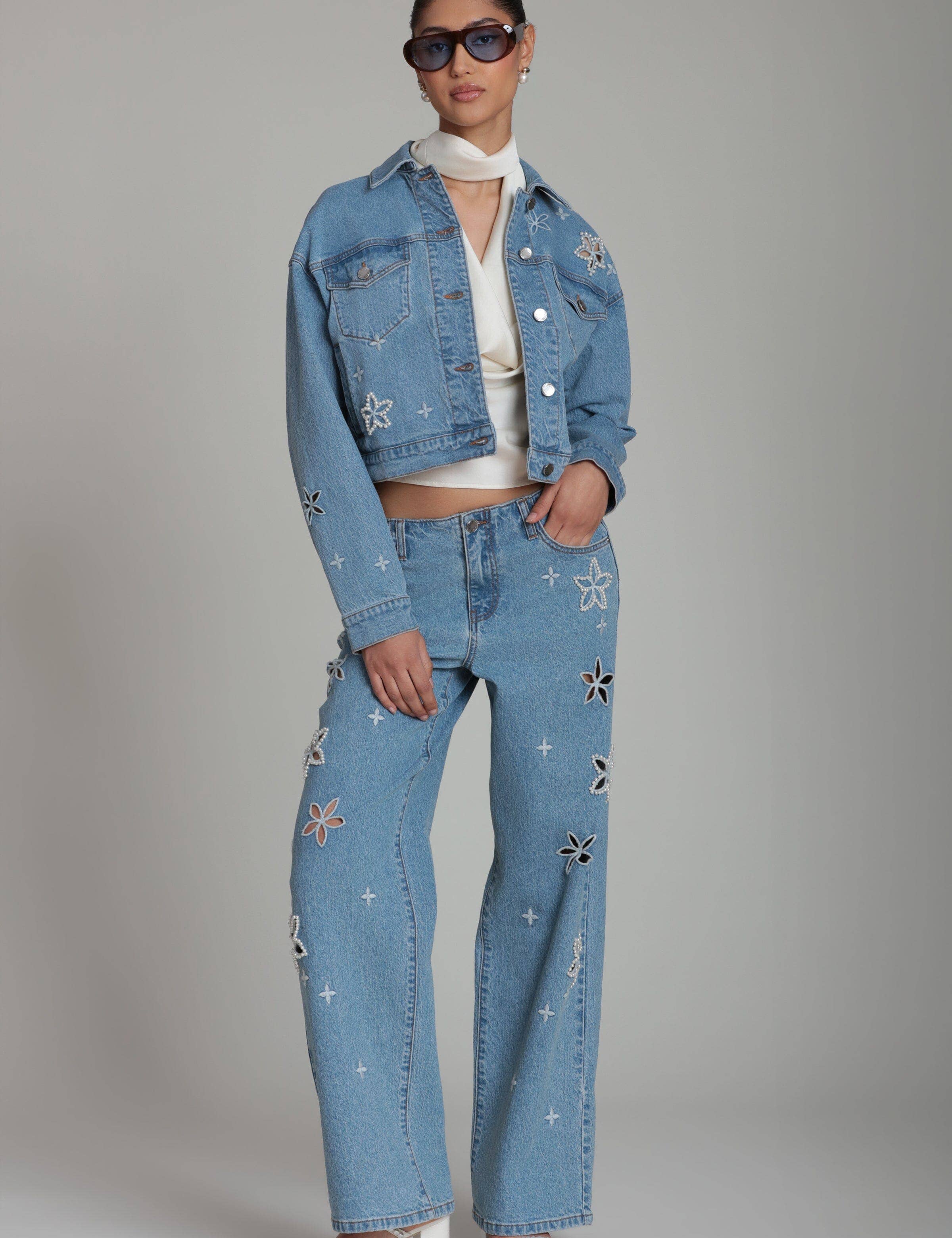 Pearl Fleur Embellished Jean