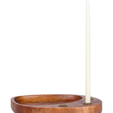 Mango Wood & Metal Taper Holder with Tray