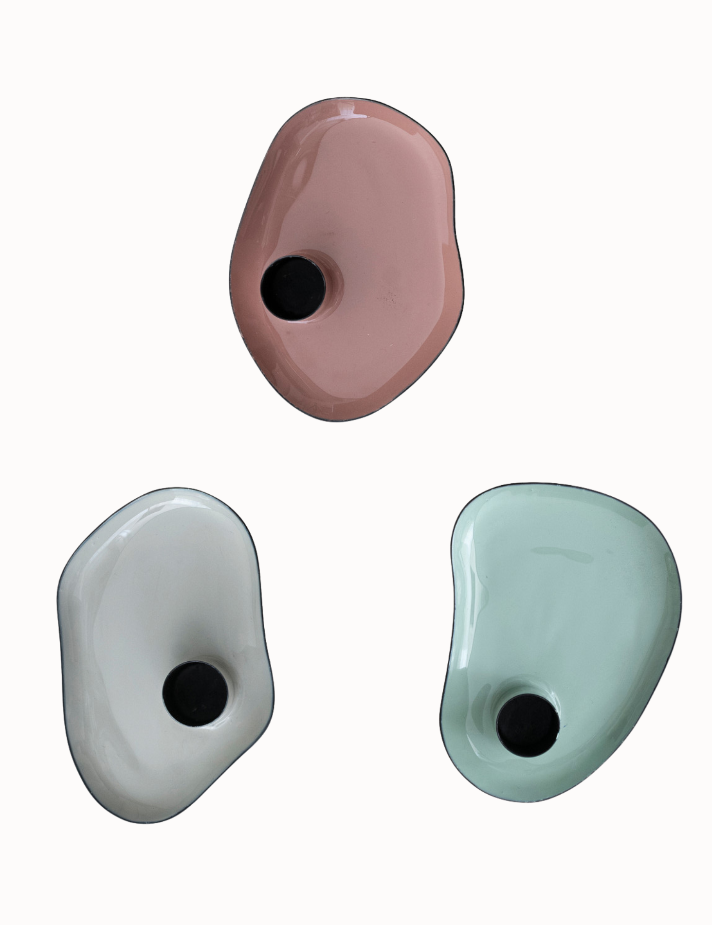 Enameled Metal Taper Holder with Tray