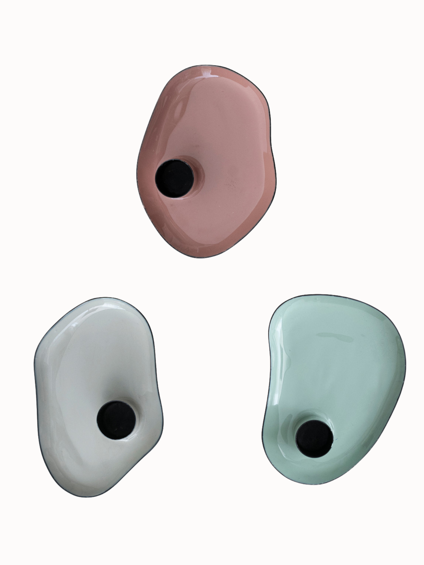 Enameled Metal Taper Holder with Tray
