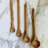 Handcrafted Olive Wood Long Handle Measuring Spoons Set