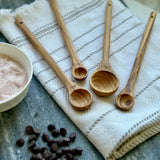 Handcrafted Olive Wood Long Handle Measuring Spoons Set