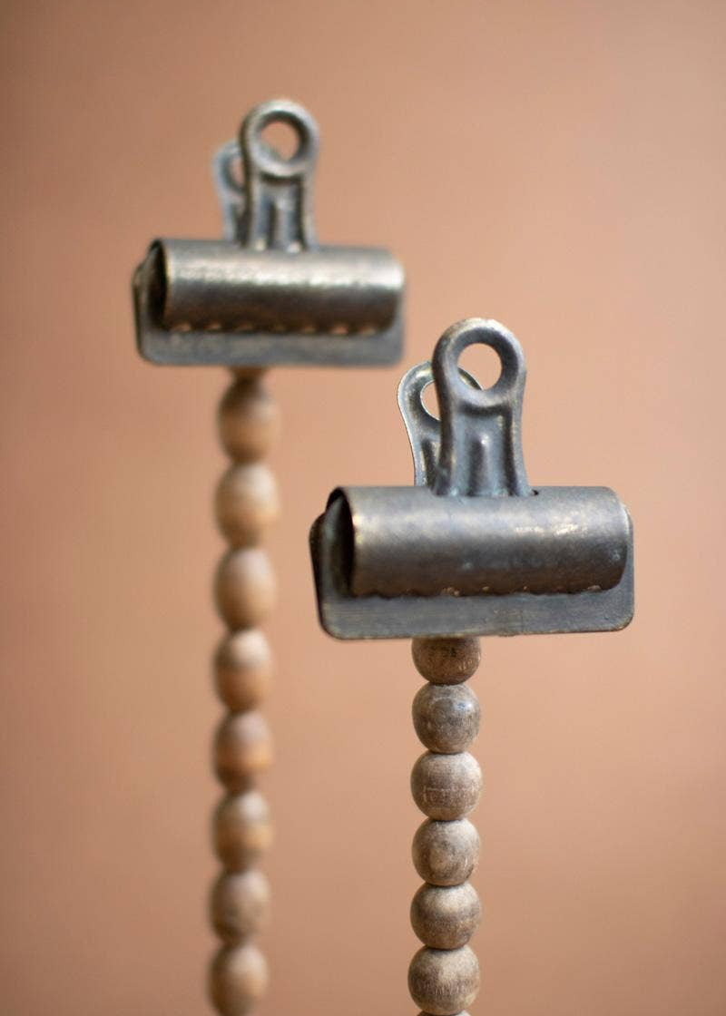 Wood Beaded Stand With Clip