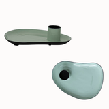 Enameled Metal Taper Holder with Tray