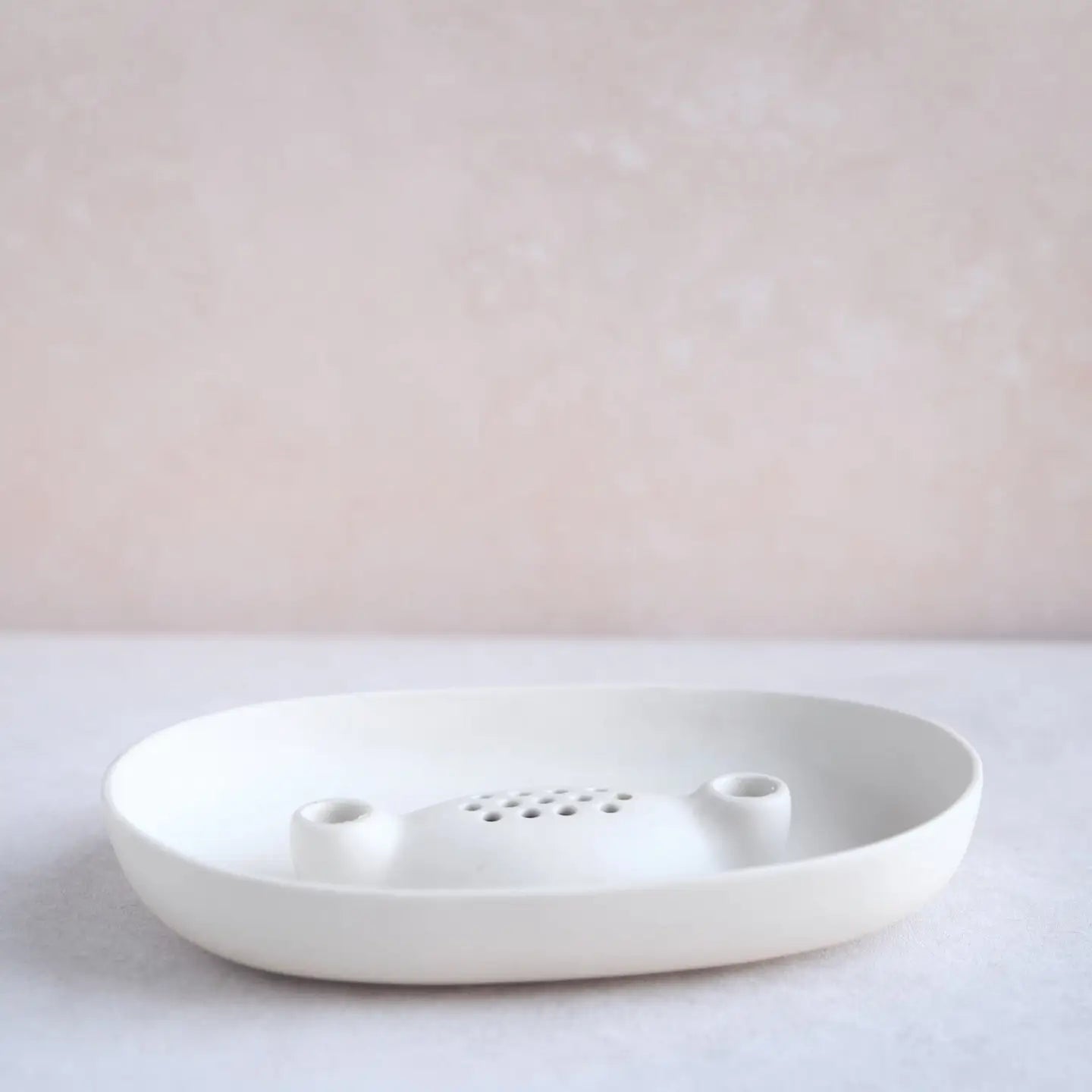 Ceramic Flower Frog Bowl & Taper Holder