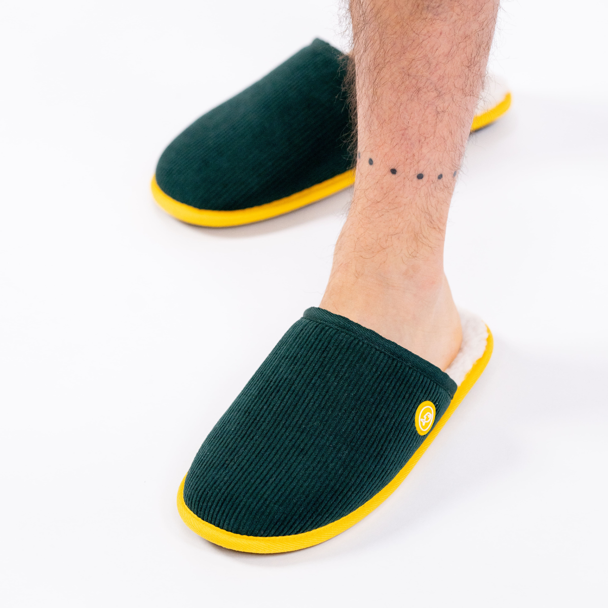 Ribbed Velvet Slippers Green