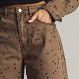 Polka Dot Patterned Barrel Pant