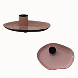Enameled Metal Taper Holder with Tray