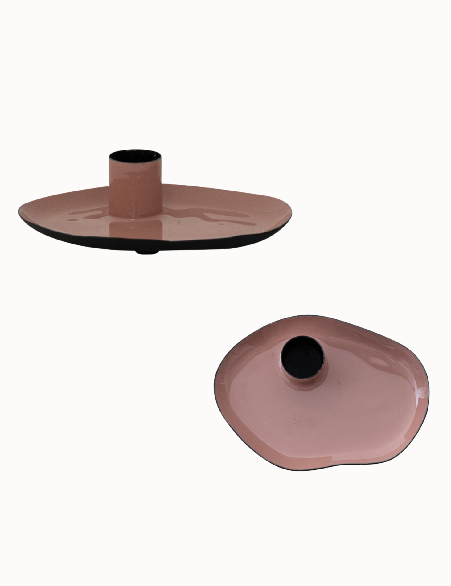 Enameled Metal Taper Holder with Tray