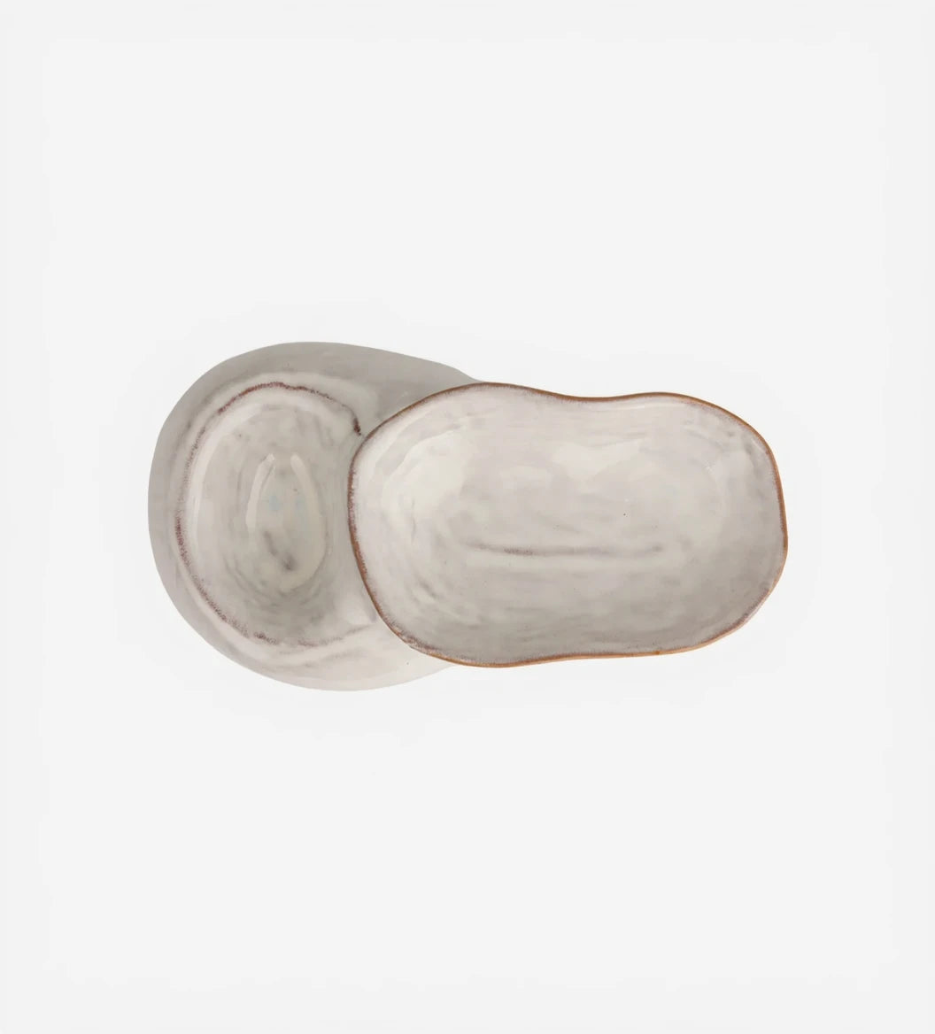 Stoneware Pedestal Dish with 2 Sections