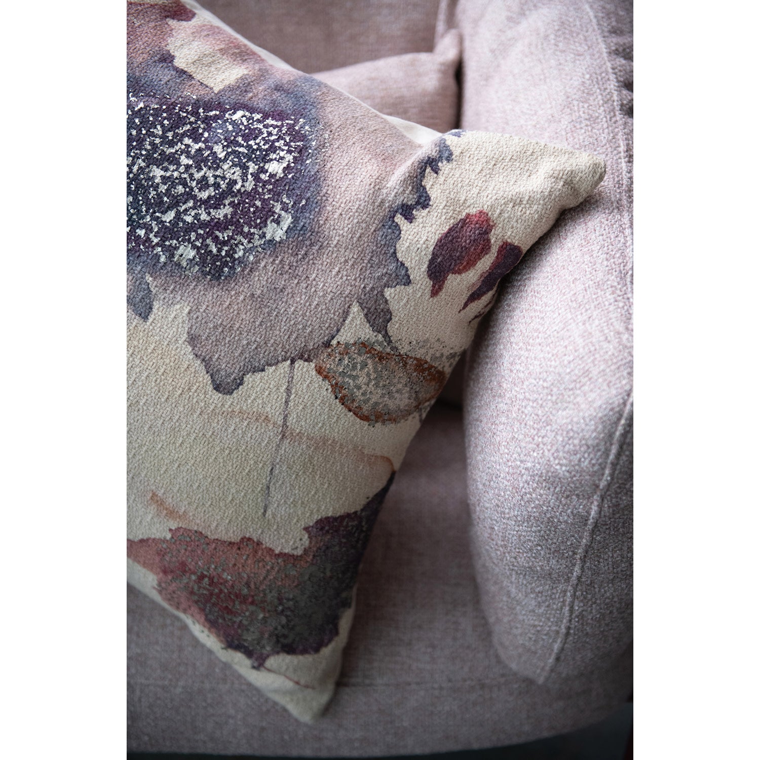 Woven Cotton Printed Pillow with Abstract Design & Silver Foil