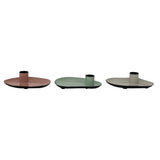 Enameled Metal Taper Holder with Tray