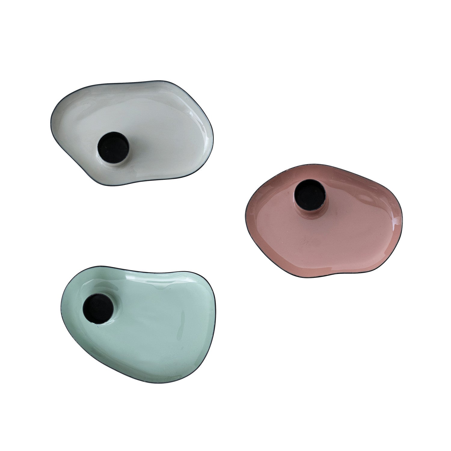 Enameled Metal Taper Holder with Tray