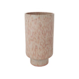 Coral & Cream Stoneware Footed Vase
