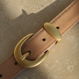 Suede Belt with Curved Gold Buckle