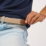 Beige Sand Elastic Braided Belt