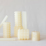 Unscented Hobnail Taper Candle in Cream