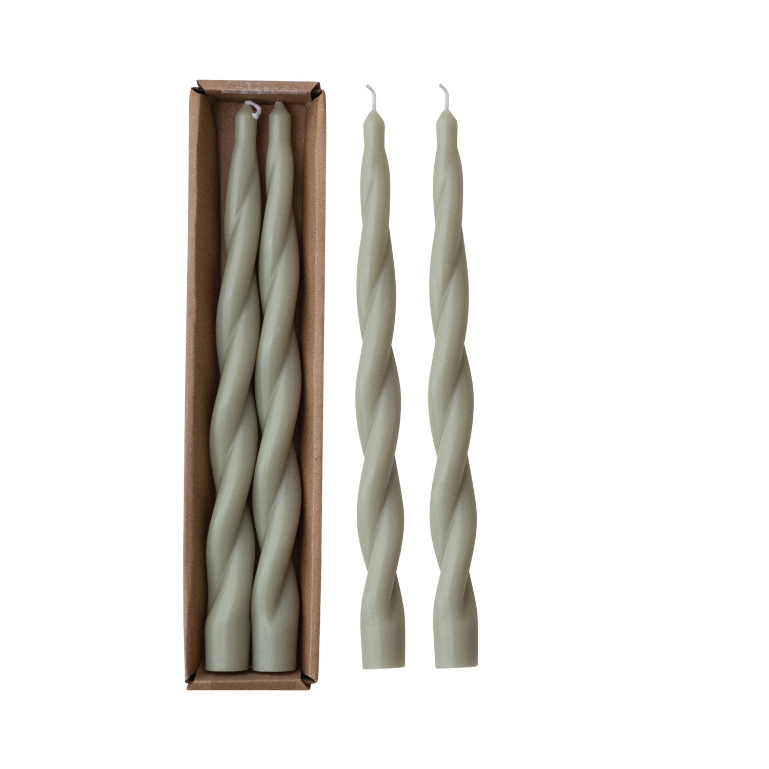 Unscented Twisted Taper Candles in Box | Set of 2
