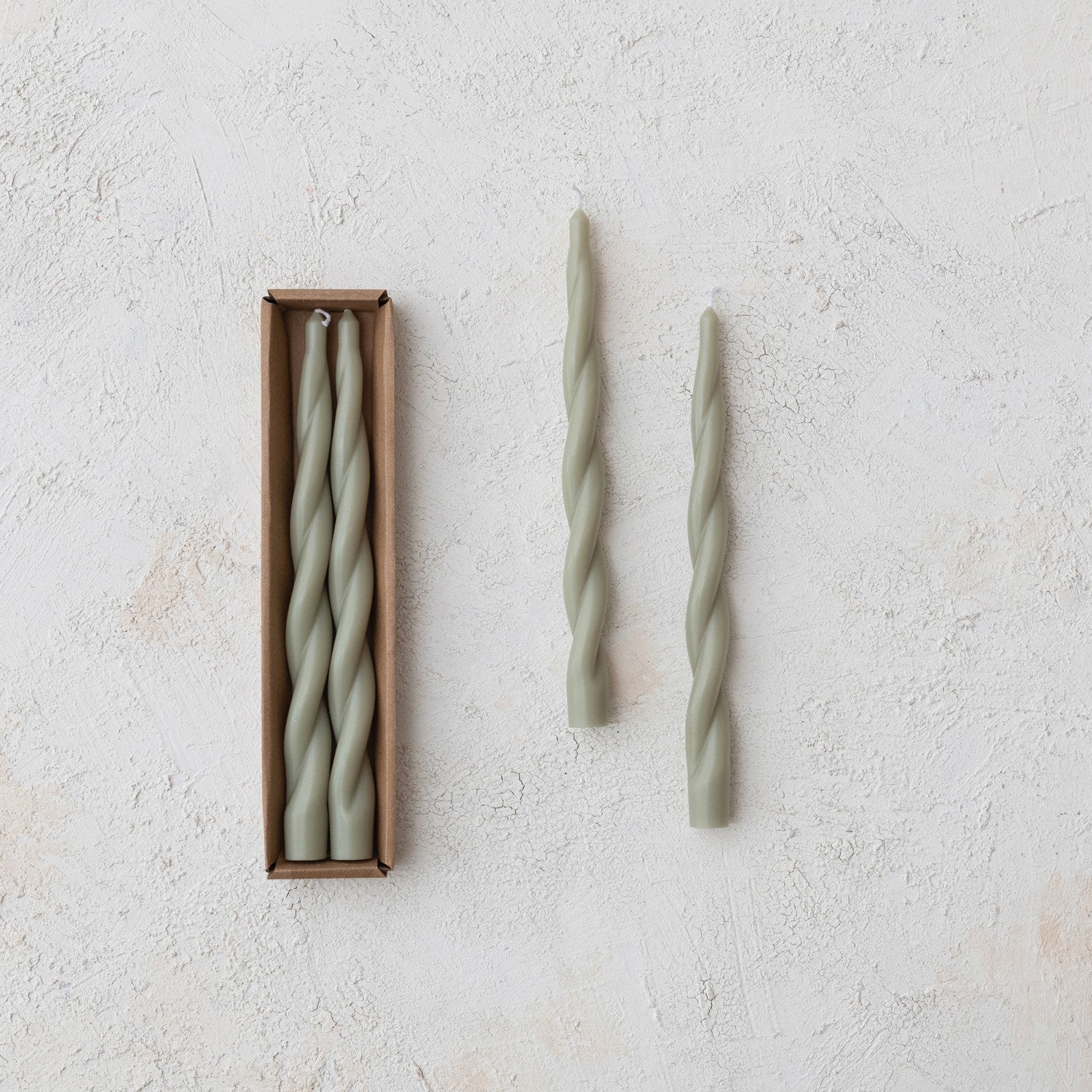 Unscented Twisted Taper Candles in Box | Set of 2