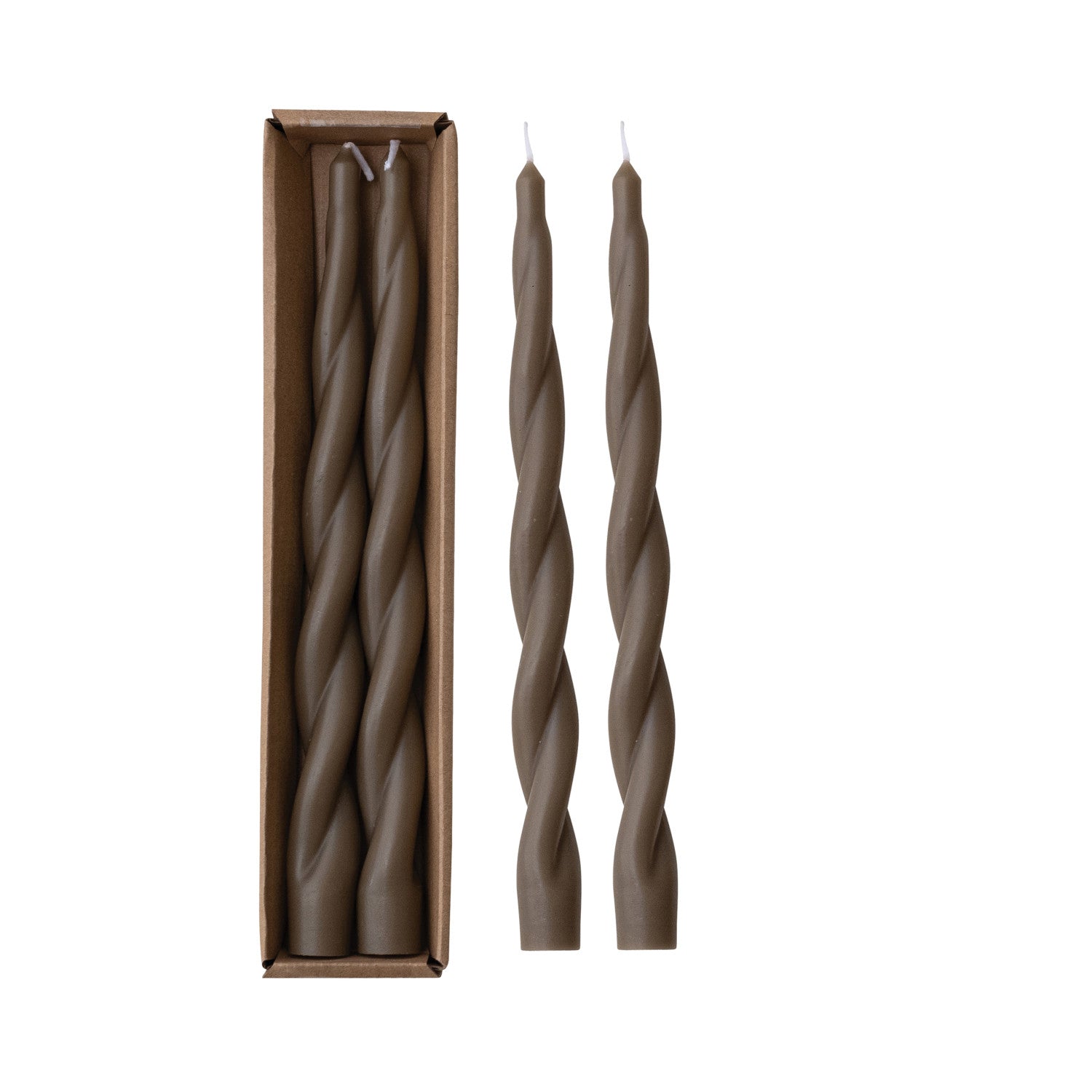 Unscented Twisted Taper Candles in Box | Set of 2