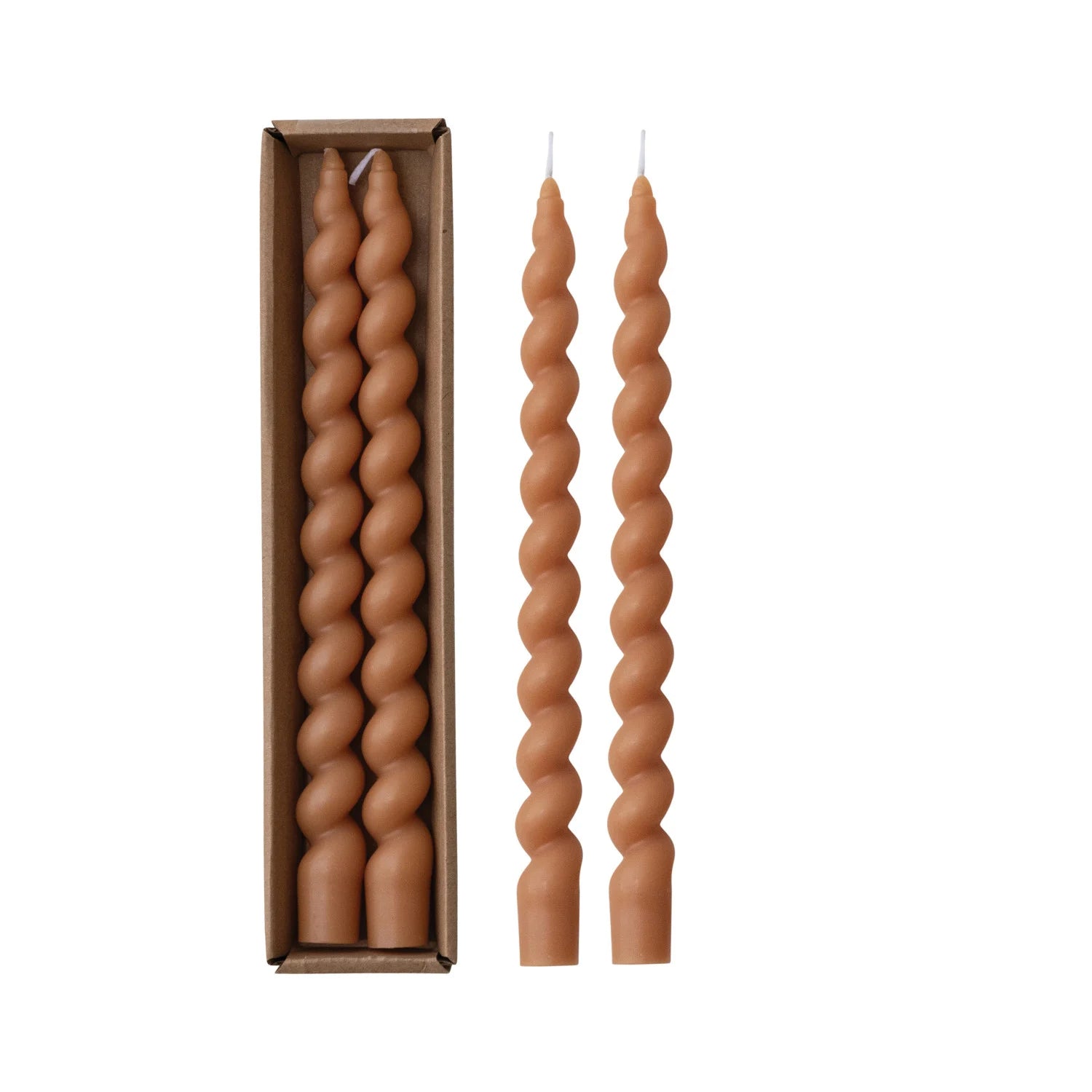 Unscented Twisted Taper Candles in Box | Set of 2