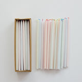 Unscented Thin Taper Candles with Multi Color Wick in Box | Set of 24