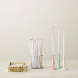 Unscented Thin Taper Candles with Multi Color Wick in Box | Set of 24