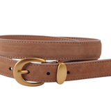 Suede Belt with Curved Gold Buckle