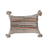 Woven Cotton Slub Striped Lumbar Pillow