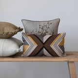 Embroidered Lumbar Pillow w/ Line Design
