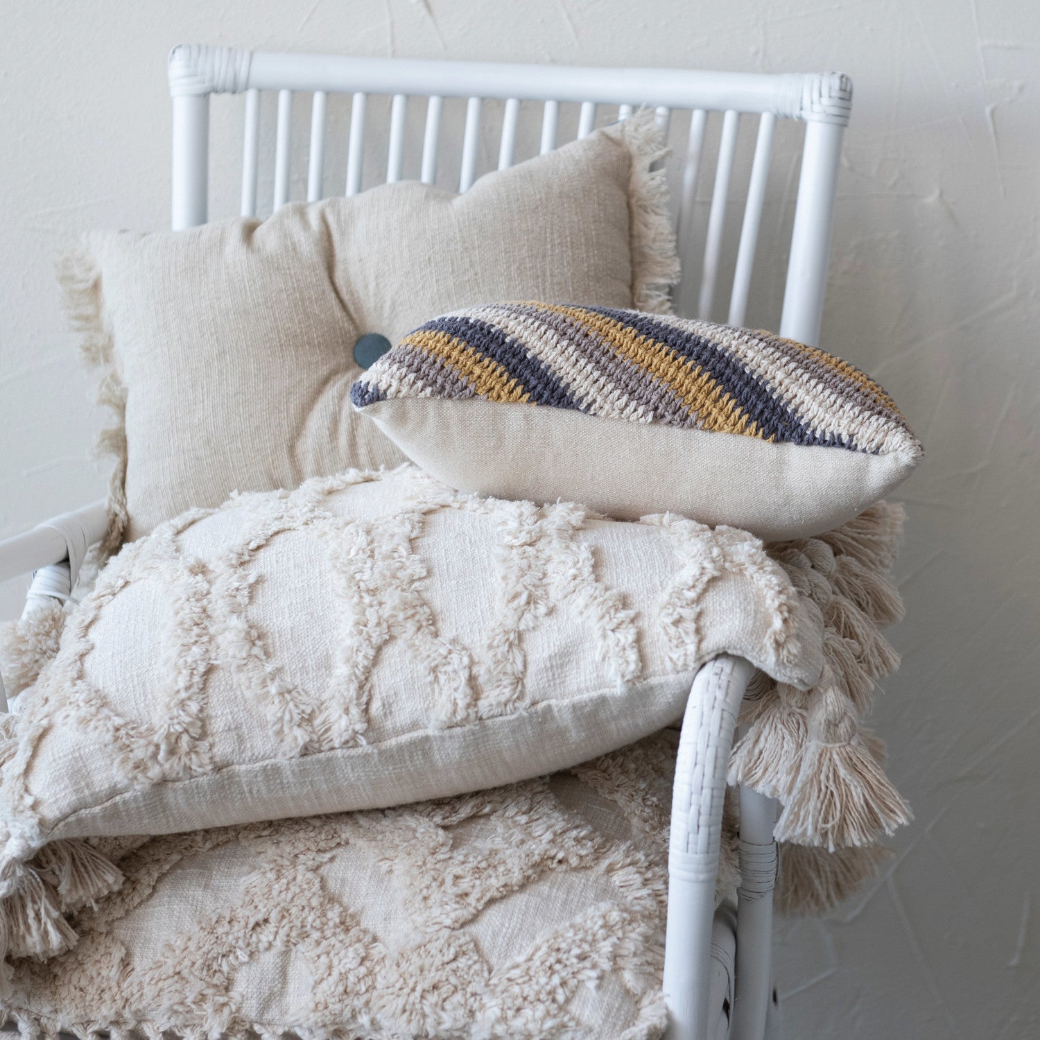 Crocheted Lumbar Pillow w/ Chevron Pattern