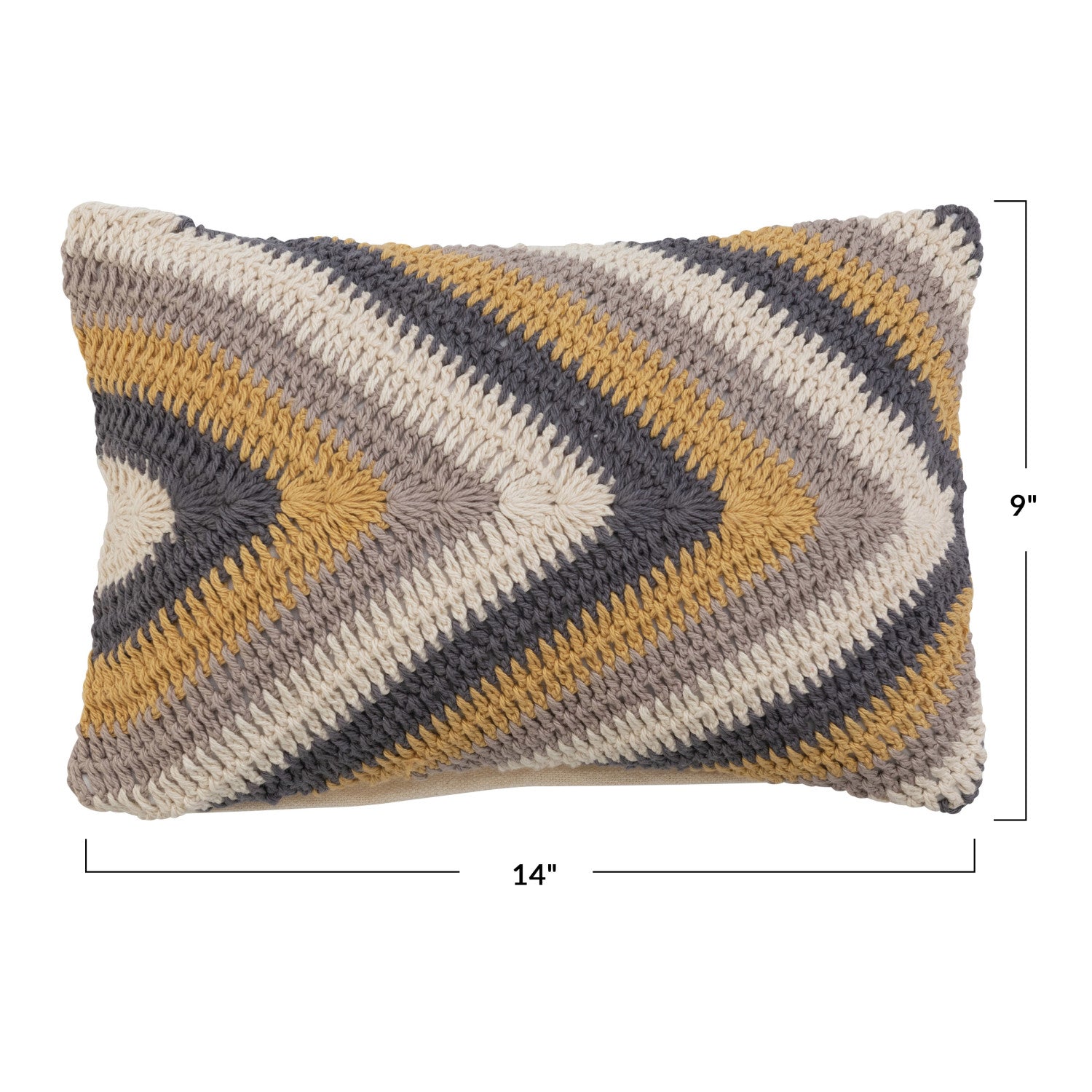 Crocheted Lumbar Pillow w/ Chevron Pattern
