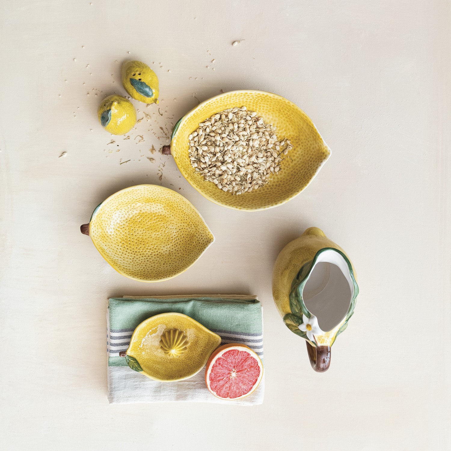 Hand-Painted Stoneware Lemon Bowls